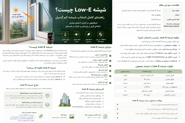 شیشه Low-E چیست؟ راهنمای کامل انتخاب شیشه کم‌گسیل